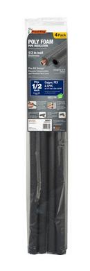 1/2 - 1/4 in. x 3 ft. R2.1 Plastic Pipe Insulation in Black (Pack of 4)