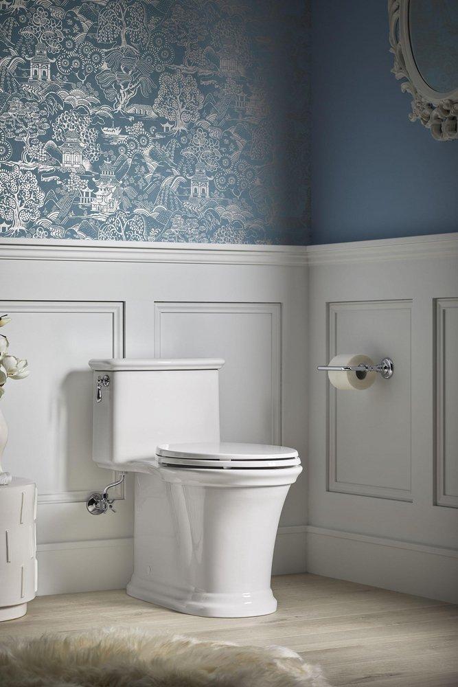 KOHLER White 1.28 gpf Elongated Floor Mount One Piece Toilet 