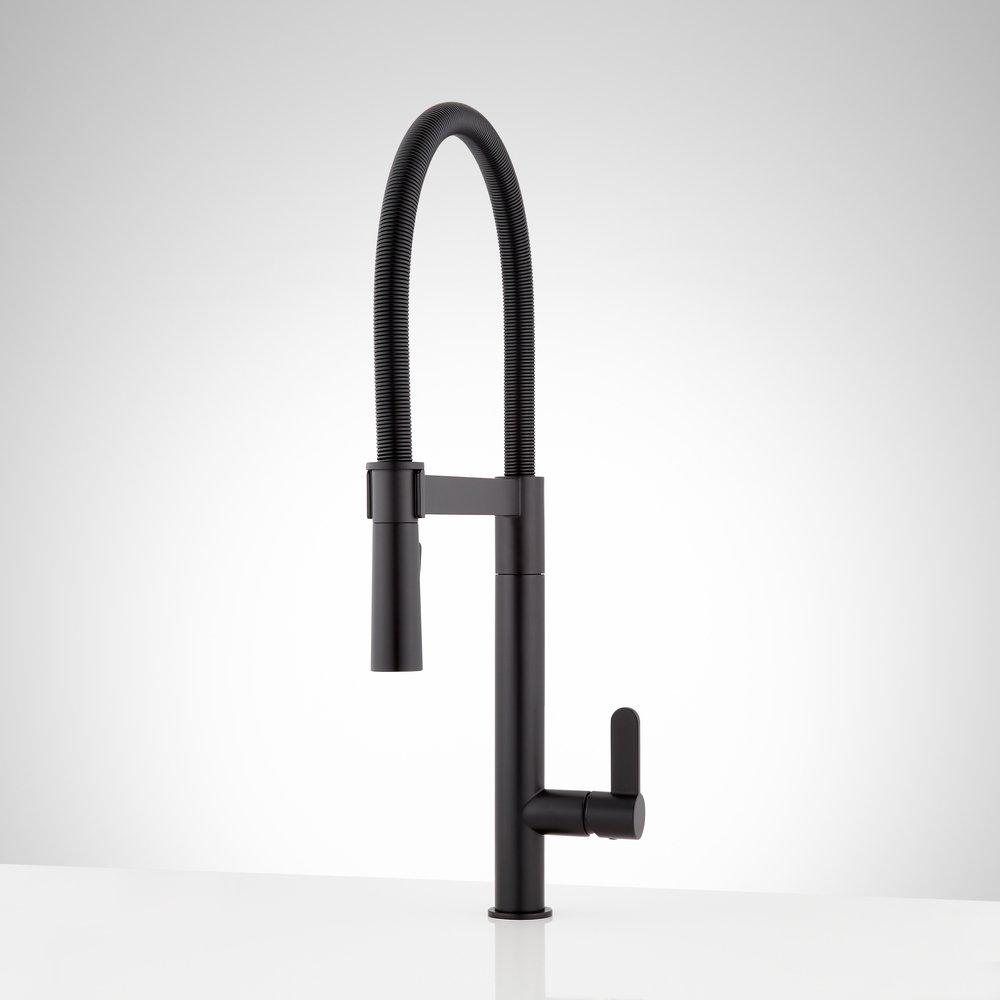 Signature Hardware Matte Black Single Handle Kitchen Faucet 