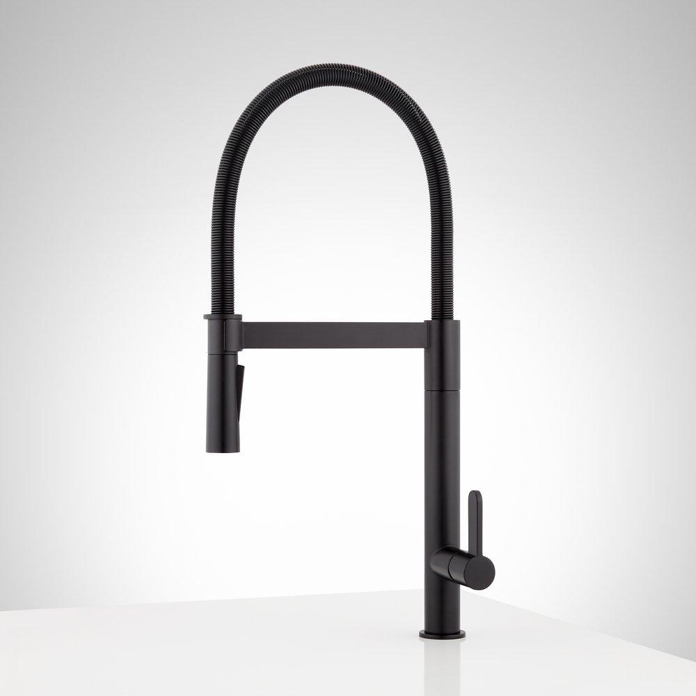 Signature Hardware Matte Black Single Handle Kitchen Faucet 