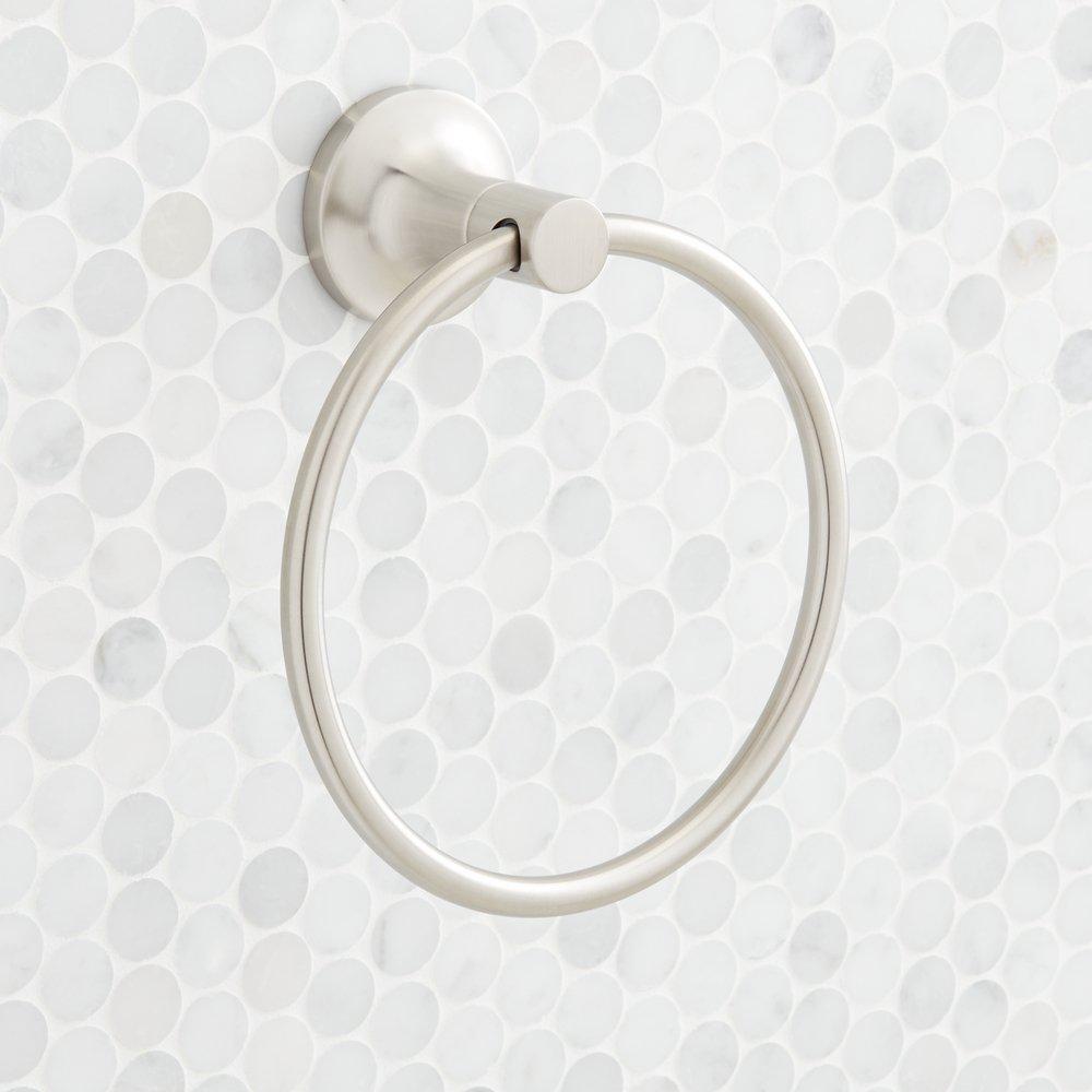 Signature Hardware Brushed Nickel Round Closed Towel Ring 