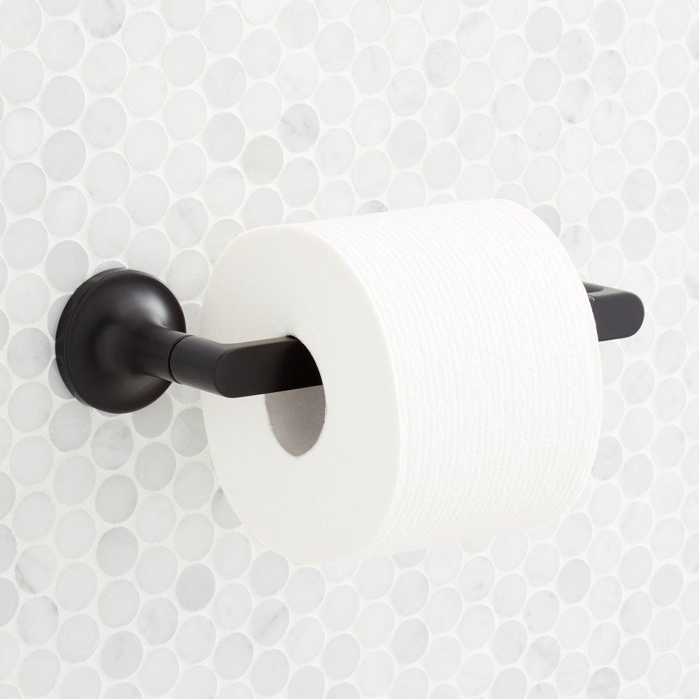 Signature Hardware Matte Black Wall Toilet Tissue Holder 
