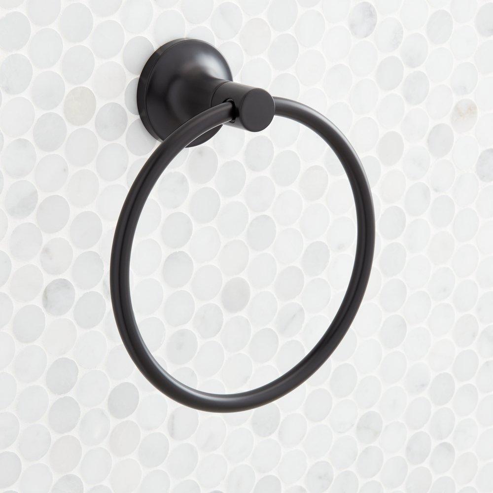 Signature Hardware Matte Black Round Closed Towel Ring 