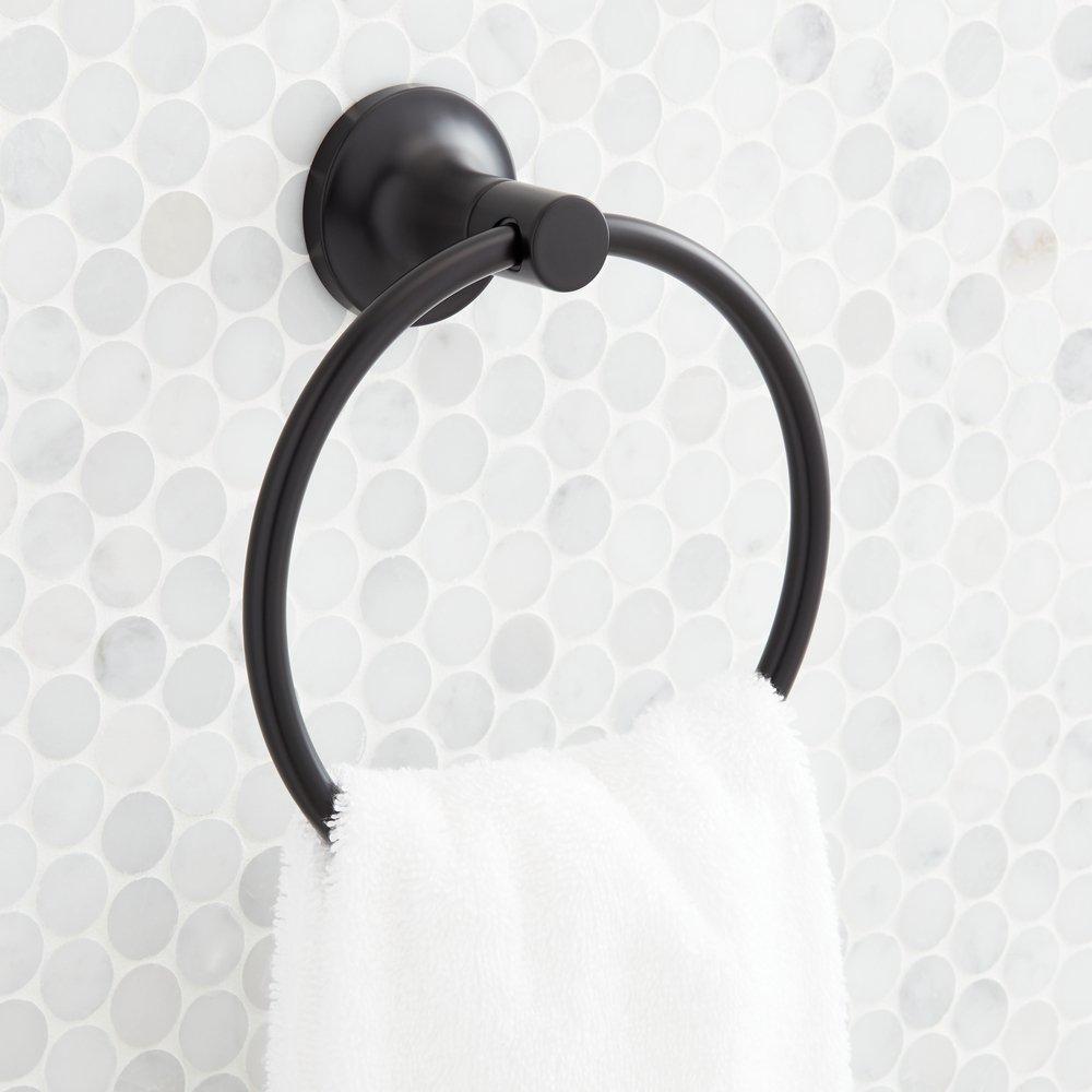 Signature Hardware Matte Black Round Closed Towel Ring 