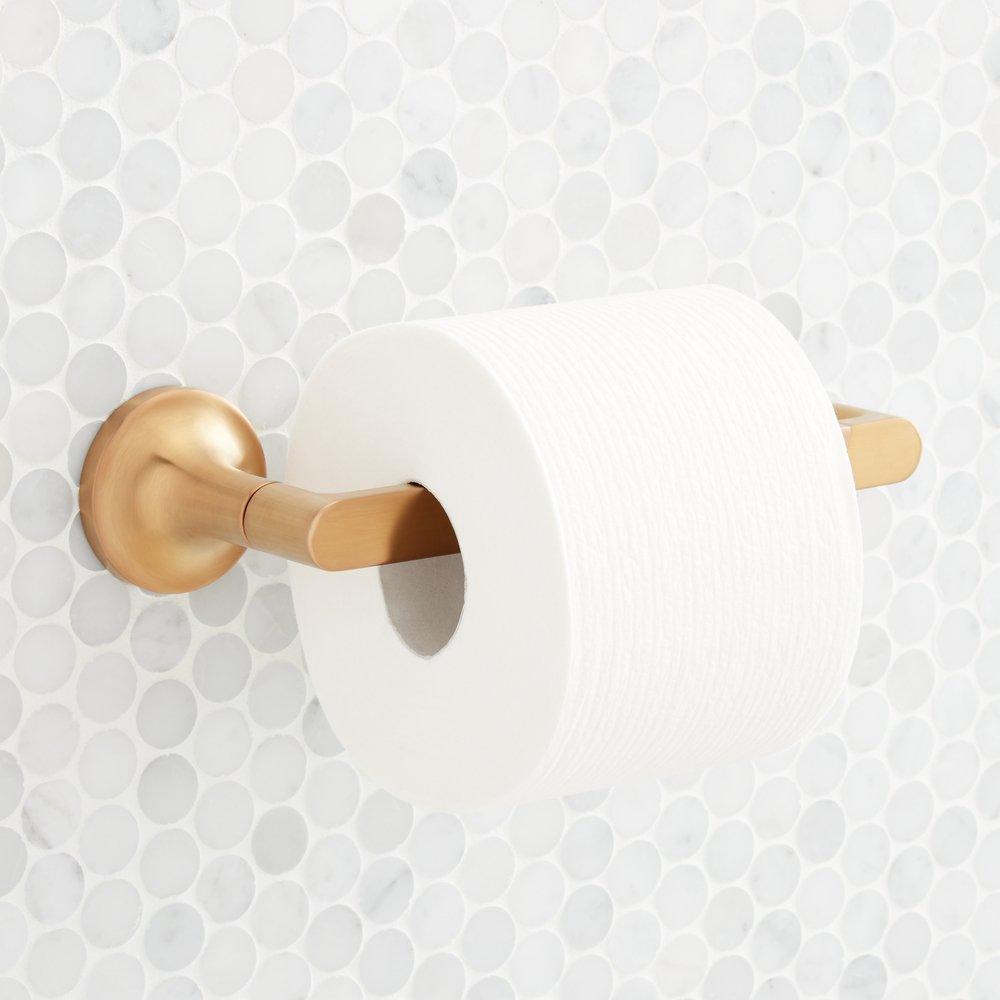 Signature Hardware Brushed Gold Wall Toilet Tissue Holder 