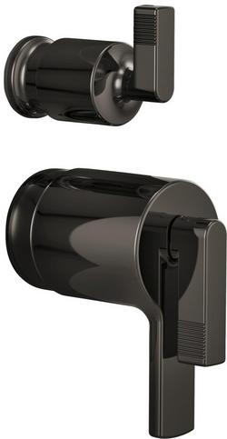 Thermostatic Valve with Integrated Diverter Trim Lever Handle Kit in Brilliance Black Onyx