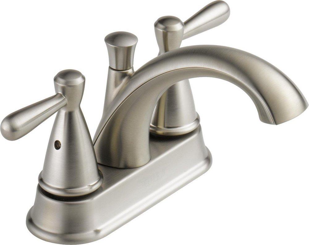 Peerless&reg; Brushed Nickel Two Handle Centerset Bathroom Sink Faucet 