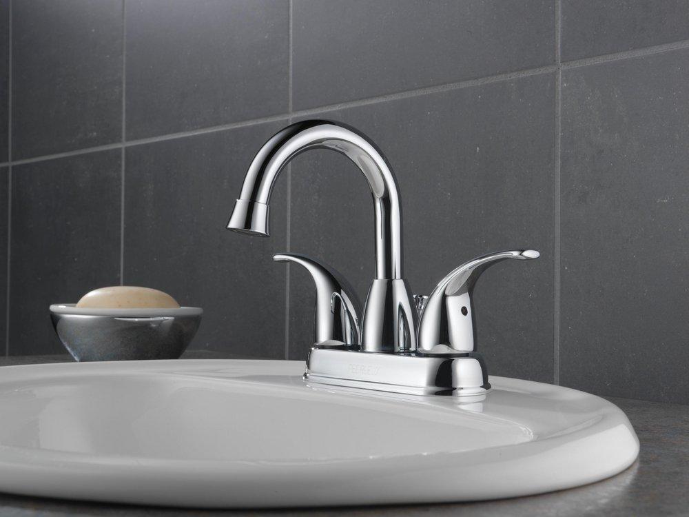 Peerless&reg; Chrome Two Handle Centerset Bathroom Sink Faucet 