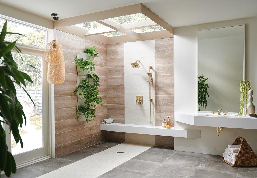 Brizo Luxe Gold Multi Function Full + Shampoo Spray, Full Spray, H2Okinetic&reg; Rinsing Spray, Massaging Spray and Shampoo Spray Showerhead 