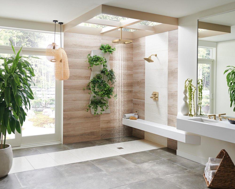 Brizo Luxe Gold Multi Function Full + Shampoo Spray, Full Spray, H2Okinetic&reg; Rinsing Spray, Massaging Spray and Shampoo Spray Showerhead 