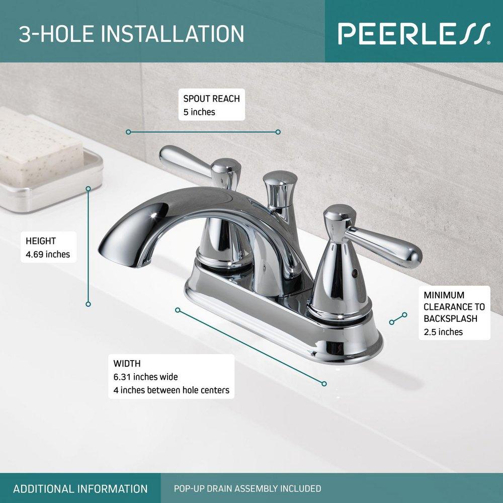 Peerless&reg; Chrome Two Handle Centerset Bathroom Sink Faucet 