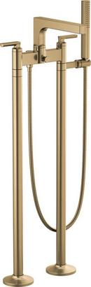 Solid Brass Floor Mount Tub Filler Union in Luxe Gold