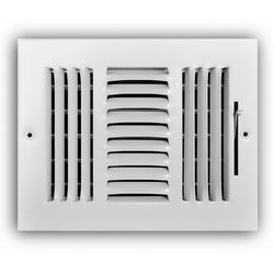 8 x 6 in. 2-Way Stamped Steel Ceiling & Sidewall Register in White