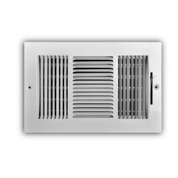 10 x 6 in. 3-Way Stamped Steel Ceiling & Sidewall Register White