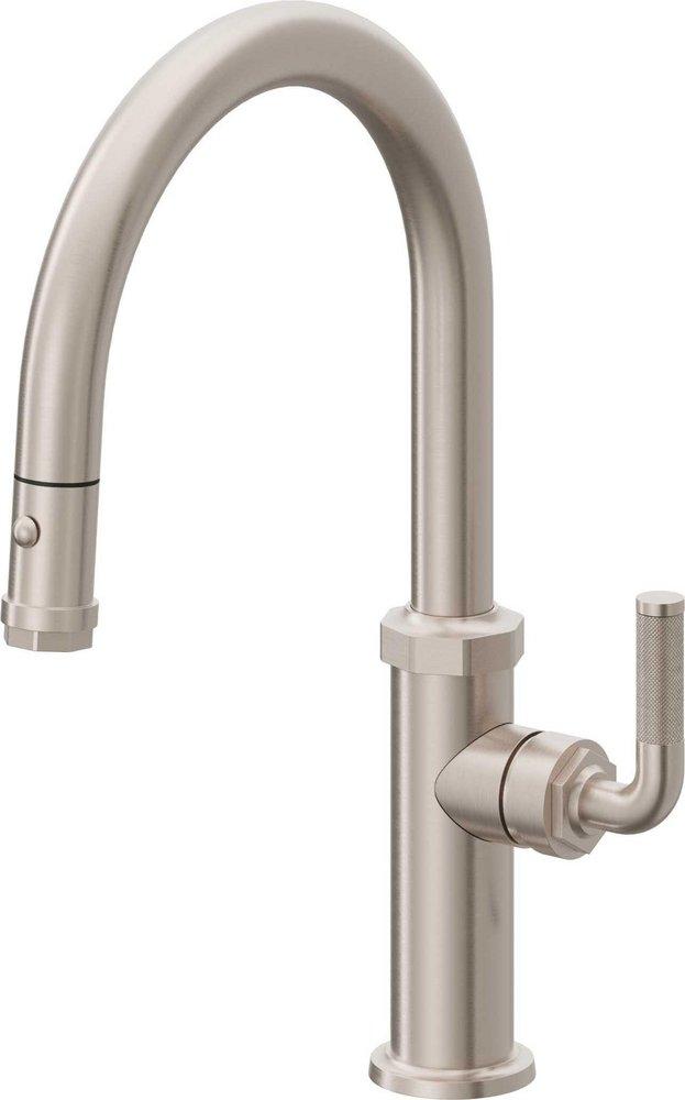 DESCANSO 1.8 GPM SINGLE HOLE PULL DOWN LOW SPOUT KITCHEN FAUCET WITH KNURLED LEVER HANDLE 