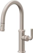 DESCANSO 1.8 GPM SINGLE HOLE PULL DOWN LOW SPOUT KITCHEN FAUCET WITH KNURLED LEVER HANDLE 