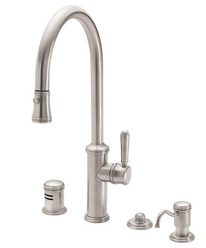 California Faucets Satin Nickel Single Handle Pull Down Kitchen Faucet 