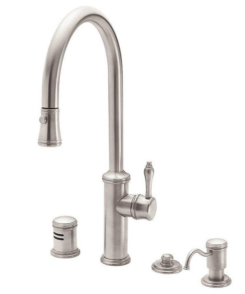 California Faucets Satin Nickel Monoblock Pull Down Kitchen Faucet 