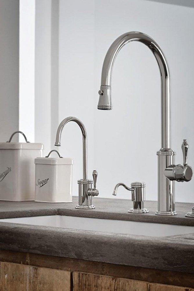 California Faucets Satin Nickel Monoblock Pull Down Kitchen Faucet 