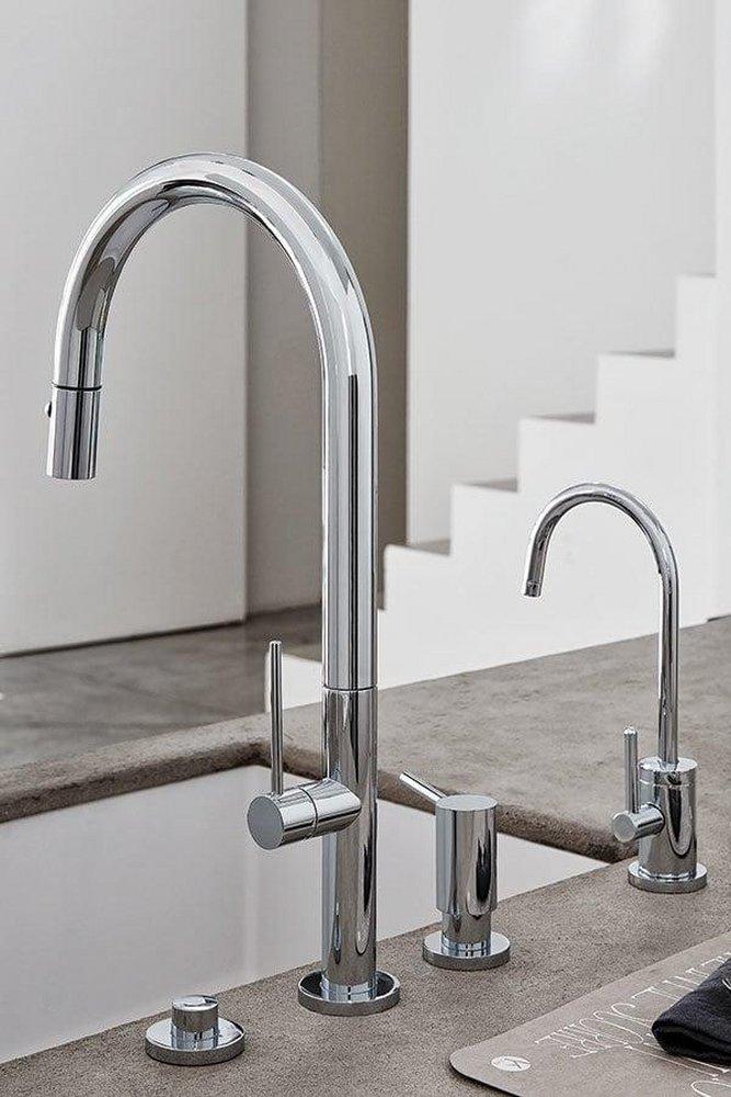 California Faucets Polished Nickel Single Handle Pull Down Kitchen Faucet 