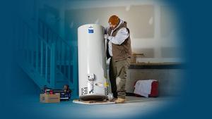 Bradford White Aerotherm G2 water heaters on a blue background