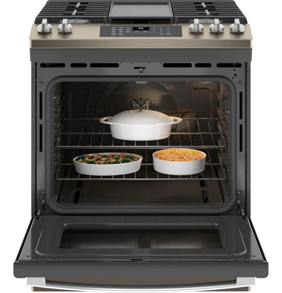 GE&reg; Fingerprint Resistant Slate 36-1/4 x 30 in. 5.6 cu. ft. 57500 BTU 5-Burner Electric Sealed Slide-In Range 