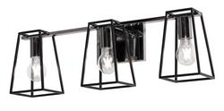 60W 3-Light Medium E-26 Vanity Fixture in Black with Polished Chrome