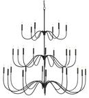Currey and Company Antique Black 61 x 58 in. 60W 3-Tier 27-Light Incandescent Chandelier 