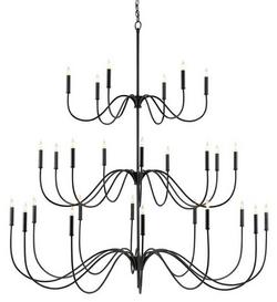 61 x 58 in. 60W 3-Tier 27-Light Incandescent Chandelier in Antique Black