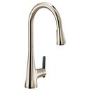 Single Handle Pull Down Touchless Kitchen Faucet with Voice Activation in Polished Nickel