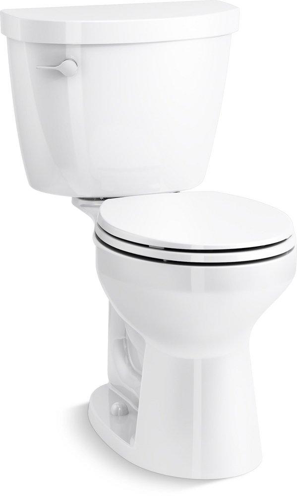 KOHLER White 1.28 gpf Round Floor Mount Two Piece Toilet Bowl 