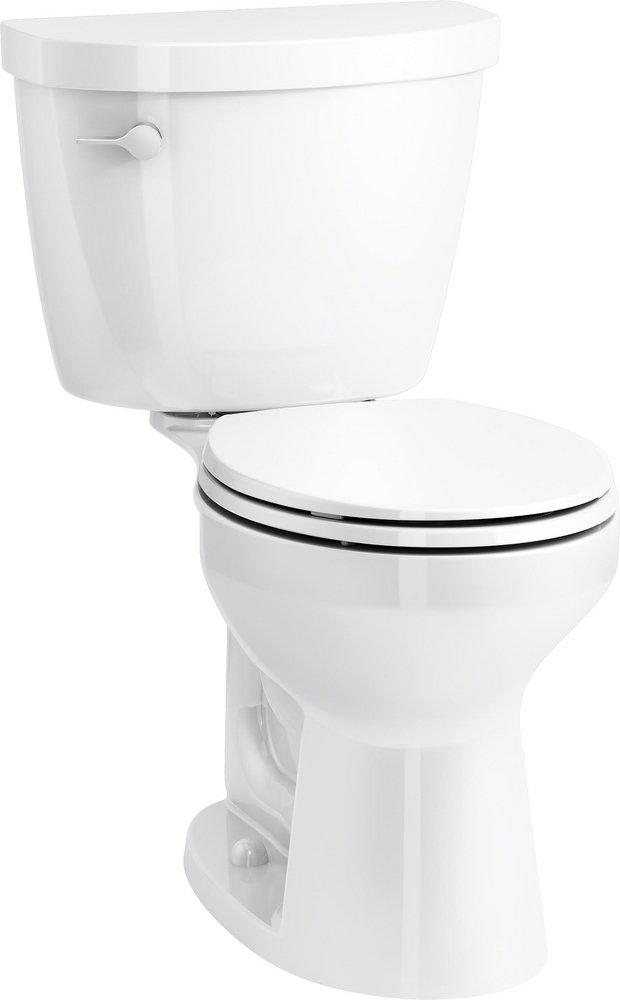 KOHLER White 1.28 gpf Round Floor Mount Two Piece Toilet Bowl 