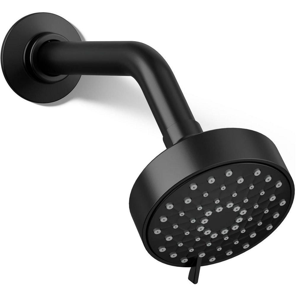 KOHLER Matte Black Multi Function Wide Coverage, Intense Drenching and Targeted Spray Showerhead 