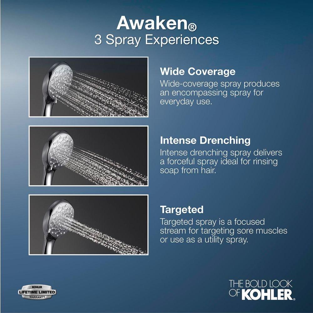 KOHLER Matte Black Multi Function Wide Coverage, Intense Drenching and Targeted Spray Showerhead 