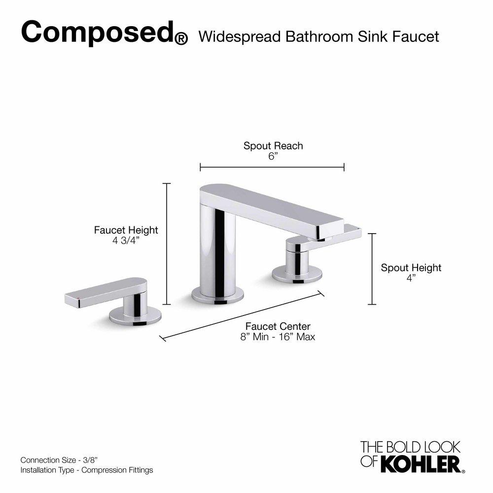 KOHLER Matte Black Two Handle Widespread Bathroom Sink Faucet with Pop-Up 