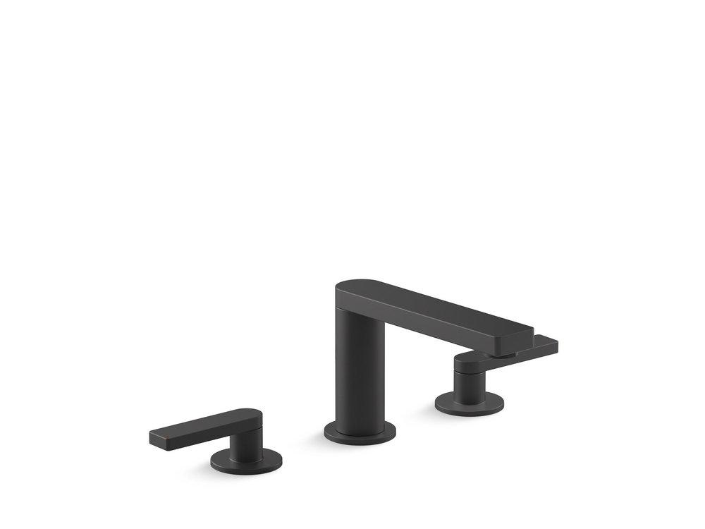 KOHLER Matte Black Two Handle Widespread Bathroom Sink Faucet with Pop-Up 