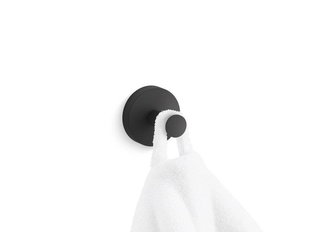 KOHLER Matte Black 1-Hook Robe Hook 