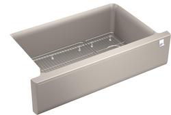 34 in. Undermount Farmhouse Neoroc Single Bowl Kitchen Sink in Matte Taupe