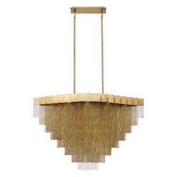 31 x 28-1/2 in. 126W 8-Tier 28-Light LED Art Deco, Contemporary, Geometric, Mid-century, Transitional and Luxe Chandelier in Antique Brush Gold