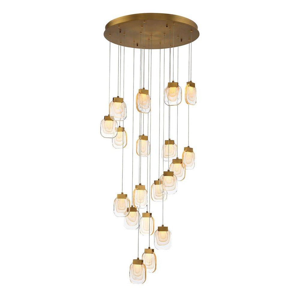 Eurofase Gold 7 in. 95W -Tier 19-Light LED Transitional, Art Deco, Contemporary and Art Nouveau Chandelier 