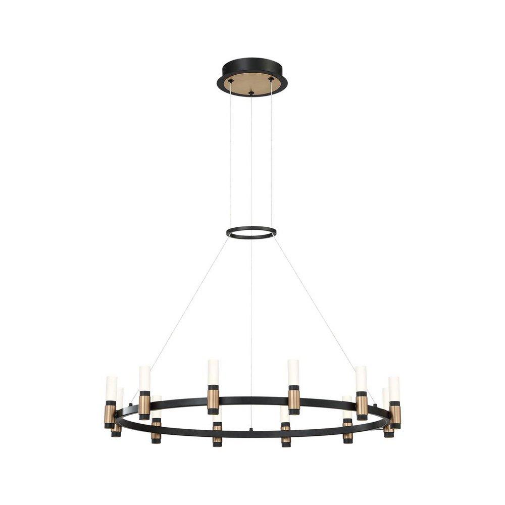 Eurofase Black/Brass 103 in. 53W 1-Tier 1-Light LED Contemporary Chandelier 