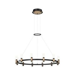 103 in. 53W 1-Tier 1-Light LED Contemporary Chandelier in Black with Brass