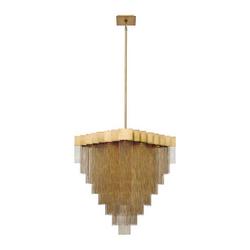 31 x 28-1/2 in. 81W 1-Tier 18-Light LED Chandelier in Antique Brush Gold
