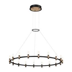 5-1/4 x 45-1/4 in. 81W 1-Tier 18-Light LED Contemporary Chandelier in Deep Black with Brass
