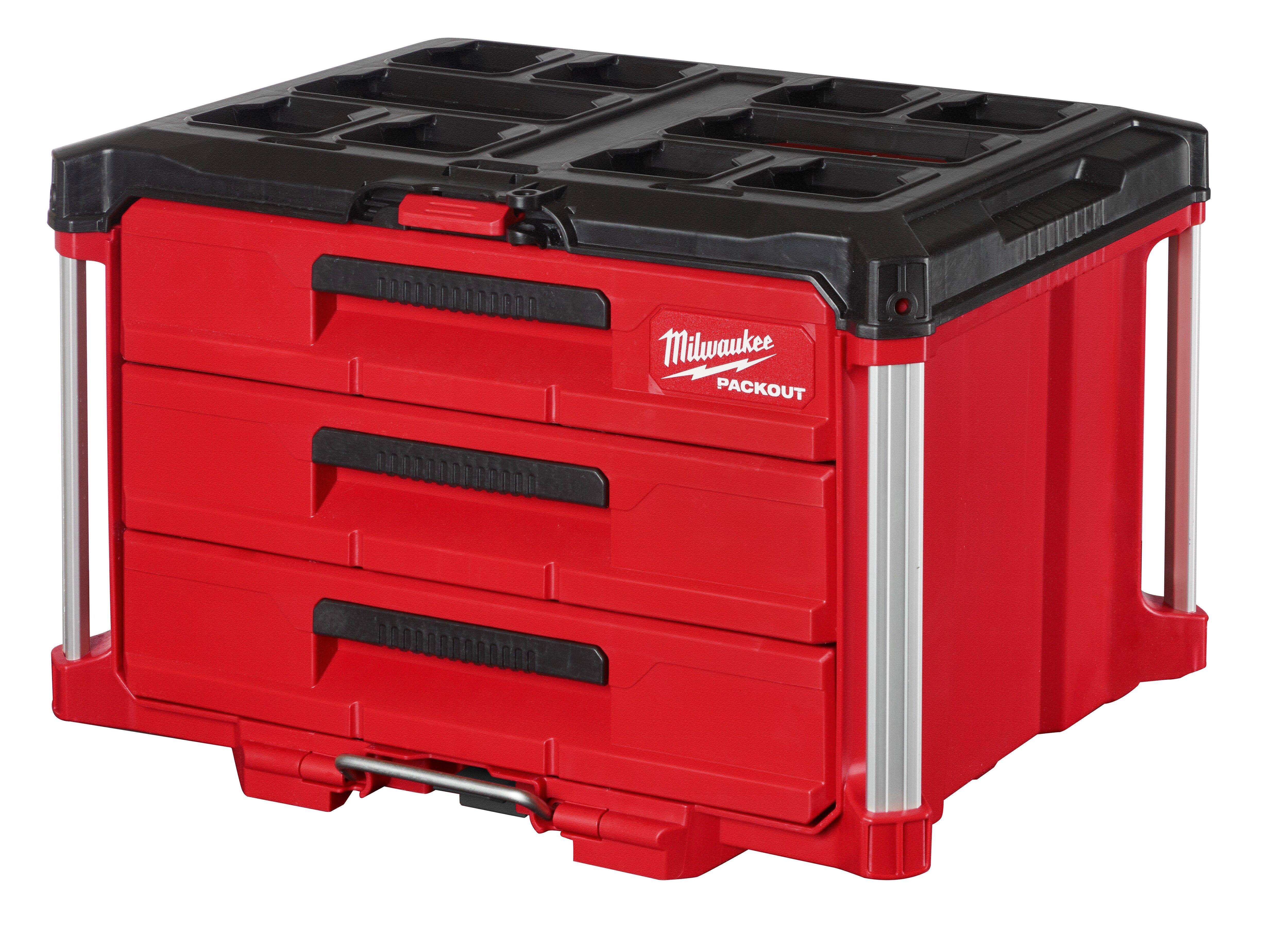 Milwaukee&reg; Red 16-3/10 x 22-1/5 in. Black and Red Plastic Tool Box 