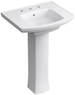 24 in. Pedestal Bathroom Sink with Base in White