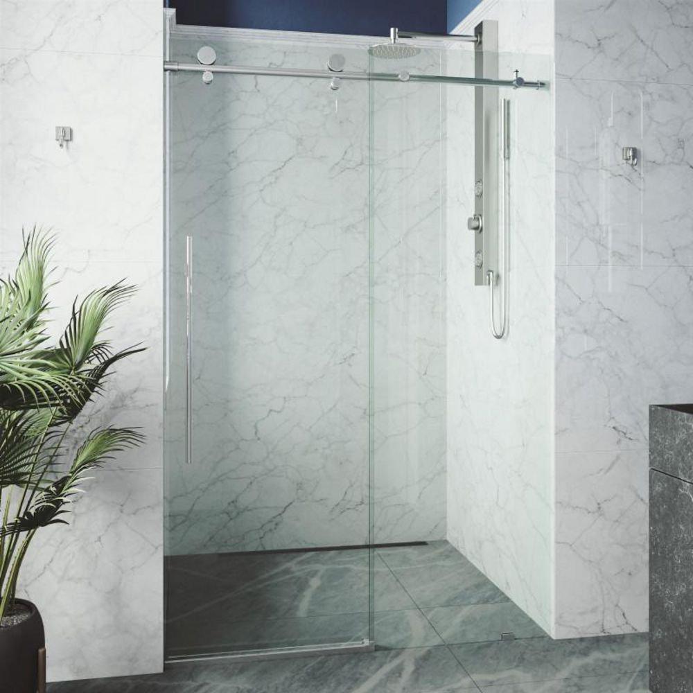 VIGO Matte Black 66 x 60 in. Frameless Sliding Shower Door 