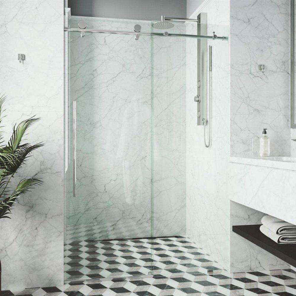 VIGO Matte Black 66 x 60 in. Frameless Sliding Shower Door 