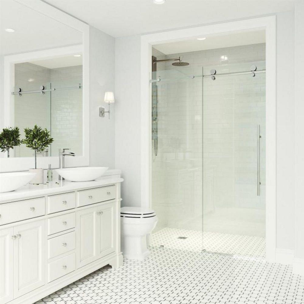 VIGO Matte Black 66 x 60 in. Frameless Sliding Shower Door 