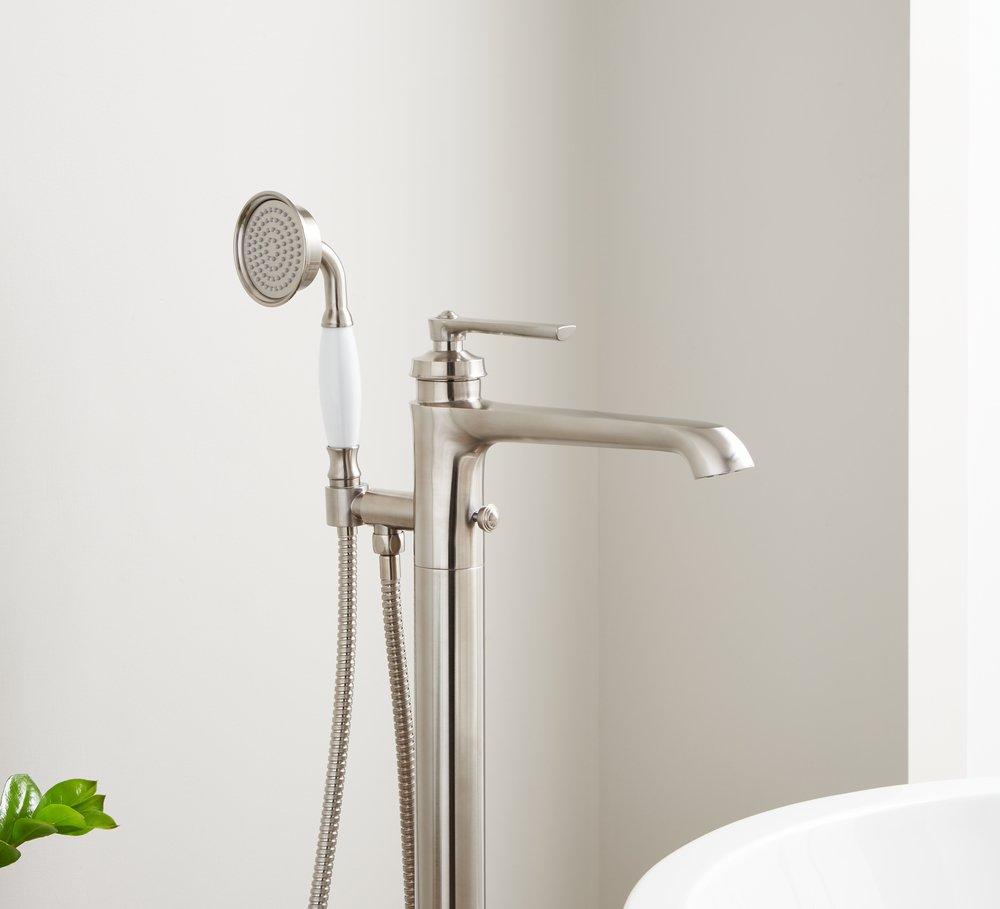 Signature Hardware Brushed Nickel Single Handle Lever Floor Mount Filler 